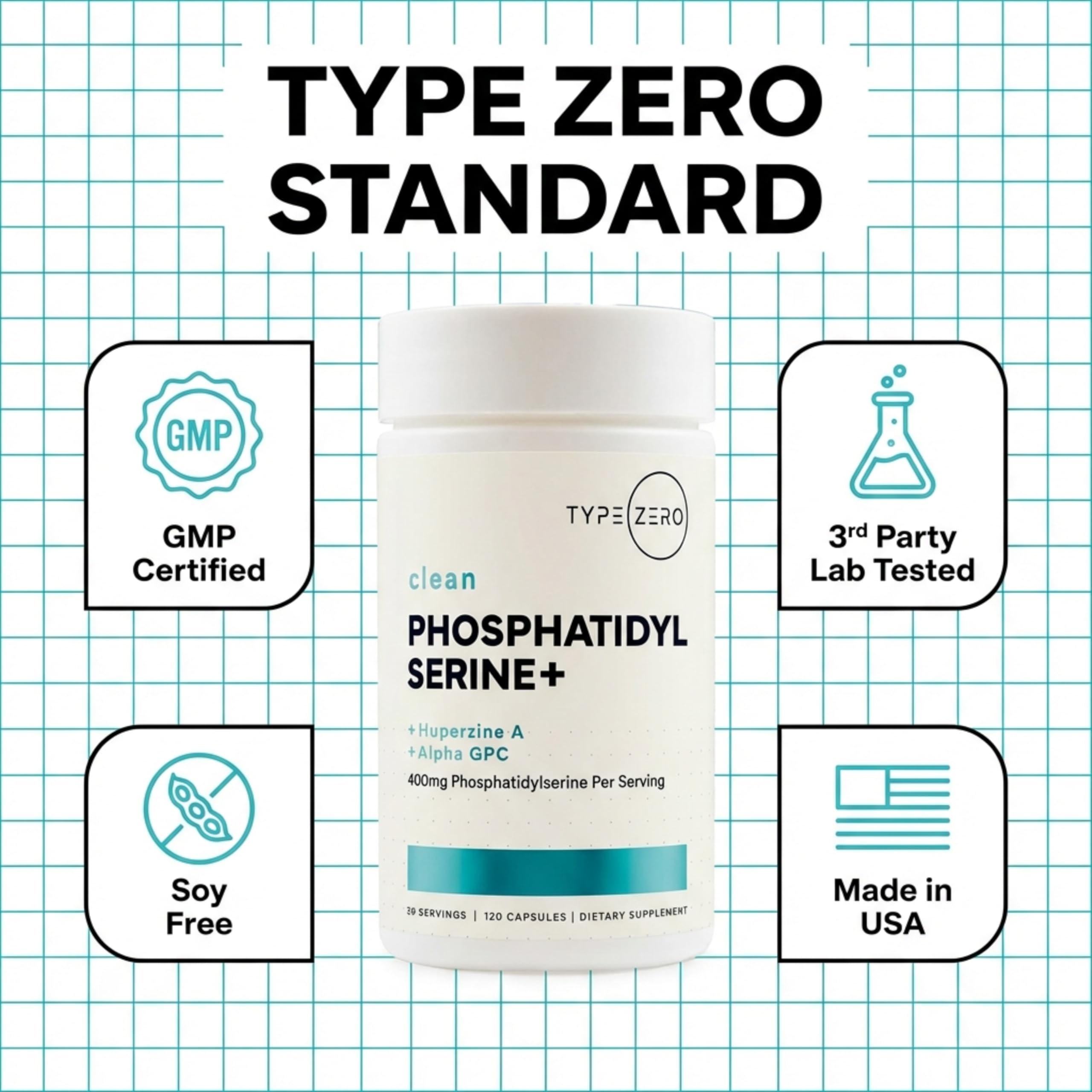 Type Zero Huperzine A – Soutien mémoire et attention potentielle.
