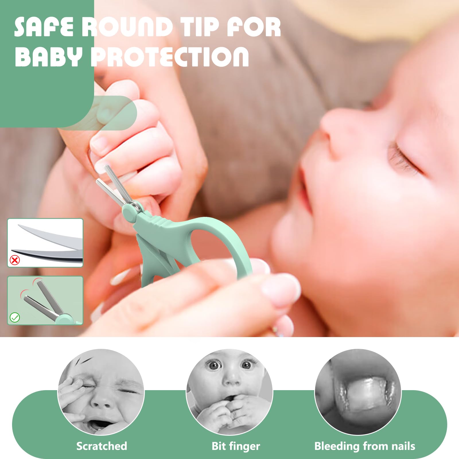 TYTDOUTER Ciseaux bébé, manche ABS et capuchon pour un rangement hygiénique