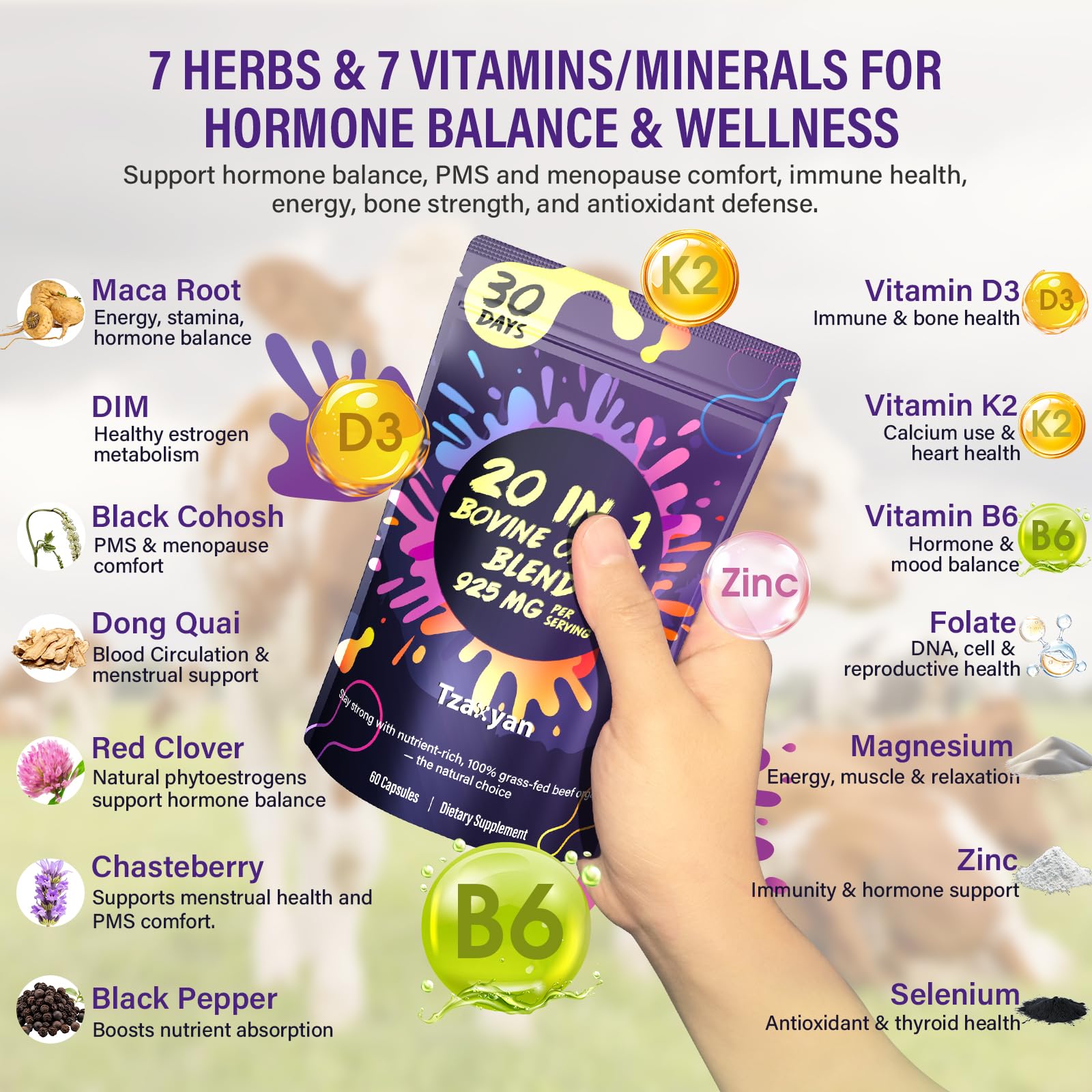 tzaxyan vitamines et mineraux: soutien energie et immunite.