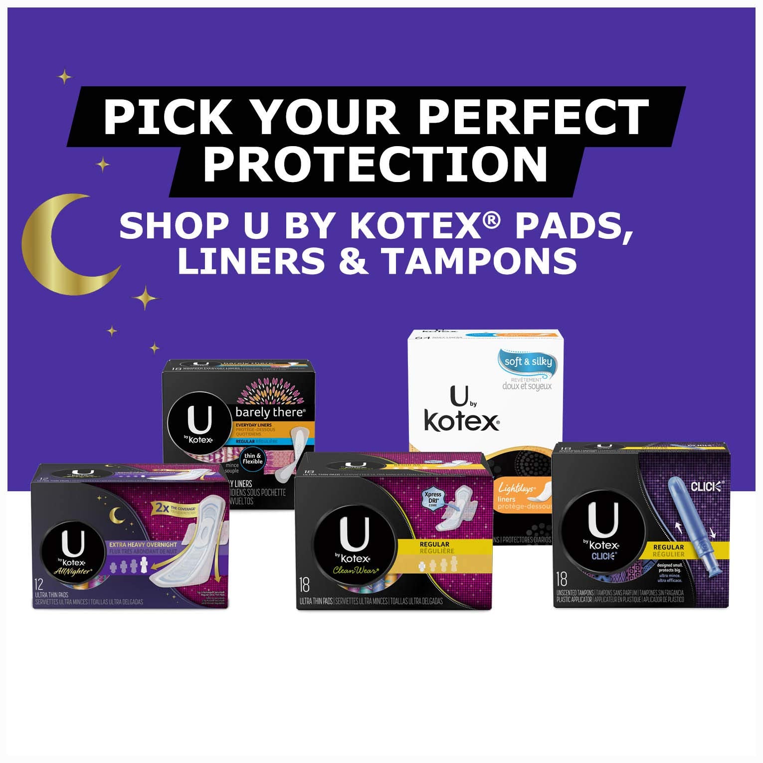 U by Kotex AllNighter sans parfum et sans lotion: protection nocturne.