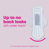 Arrière 60% plus large sur U by Kotex Balance pour limiter les fuites.