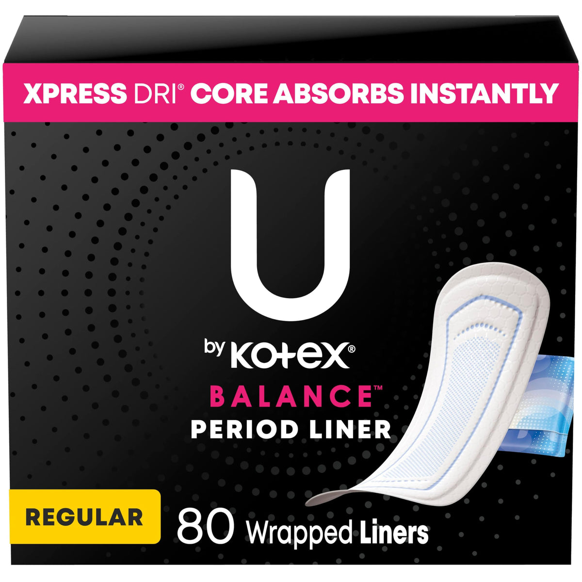 U by Kotex Balance, protège-slip cœur Xpress Dri pour une sensation sèche.
