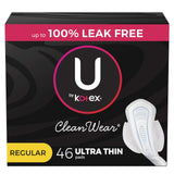 U by Kotex CleanWear protections ultra-minces avec ailes offrant sécurité sans fuite et confort quotidien.