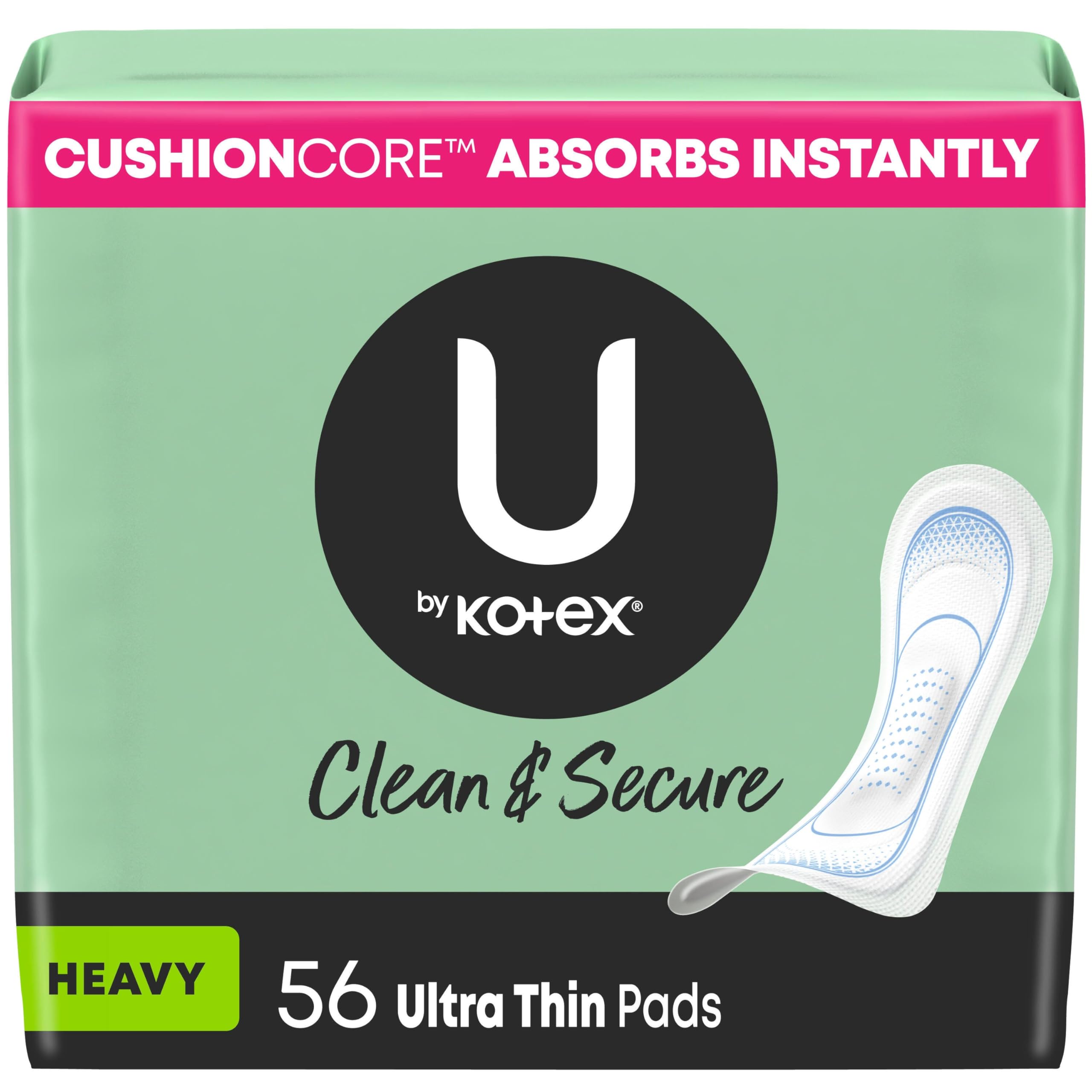 U by Kotex pads ultra fin avec CushionCore pour une protection discrète et efficace