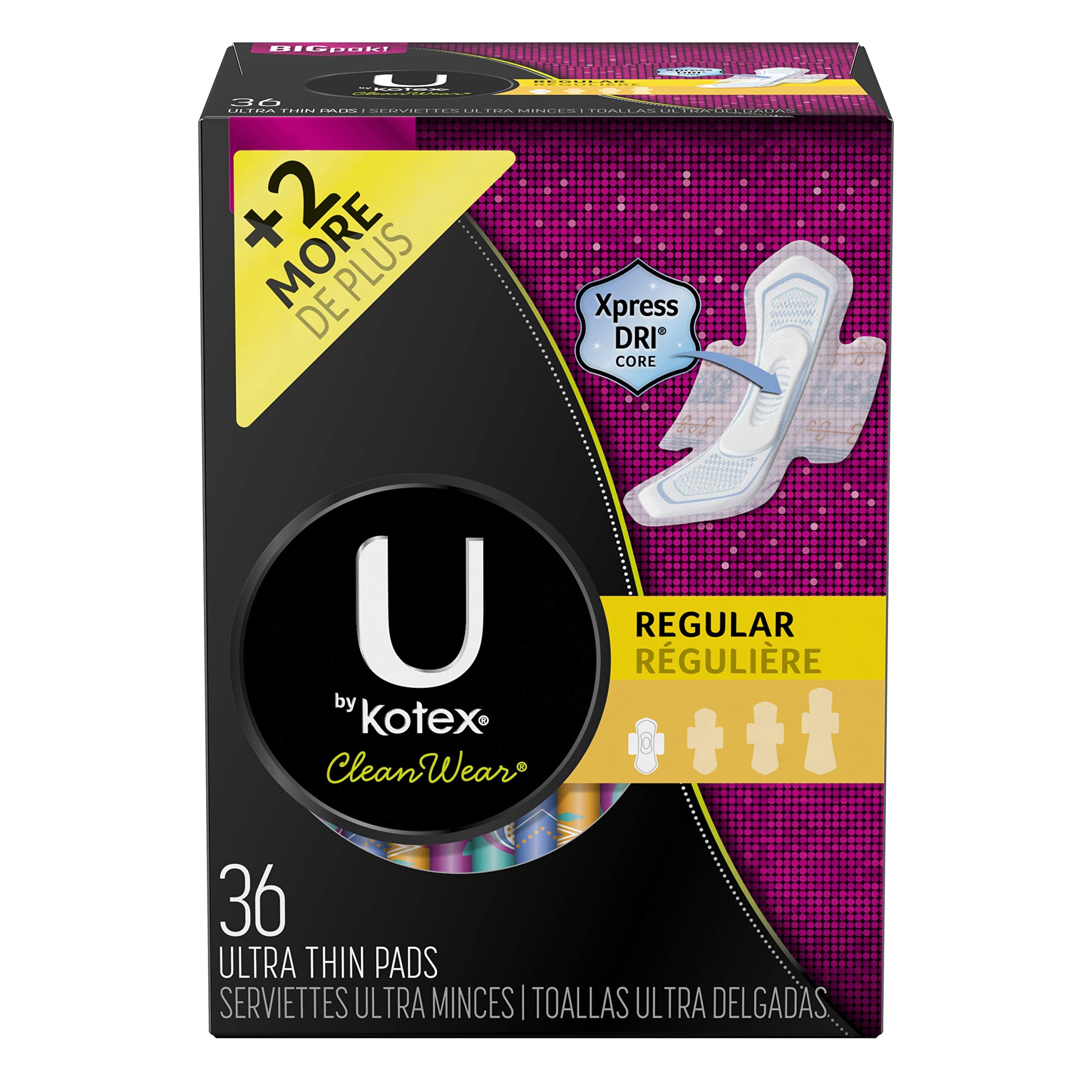 Protection U by Kotex CleanWear ultra-mince avec ailes pour le mouvement quotidien.