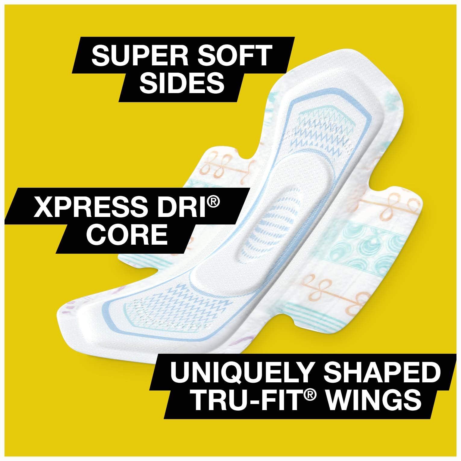 U by Kotex CleanWear noyau Xpress DRI pour absorption rapide.