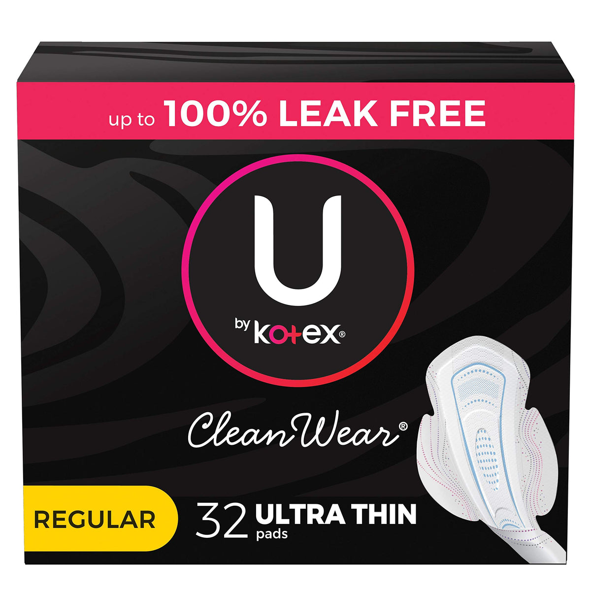 U by Kotex CleanWear : serviettes ultra-fines avec ailes pour le confort quotidien.