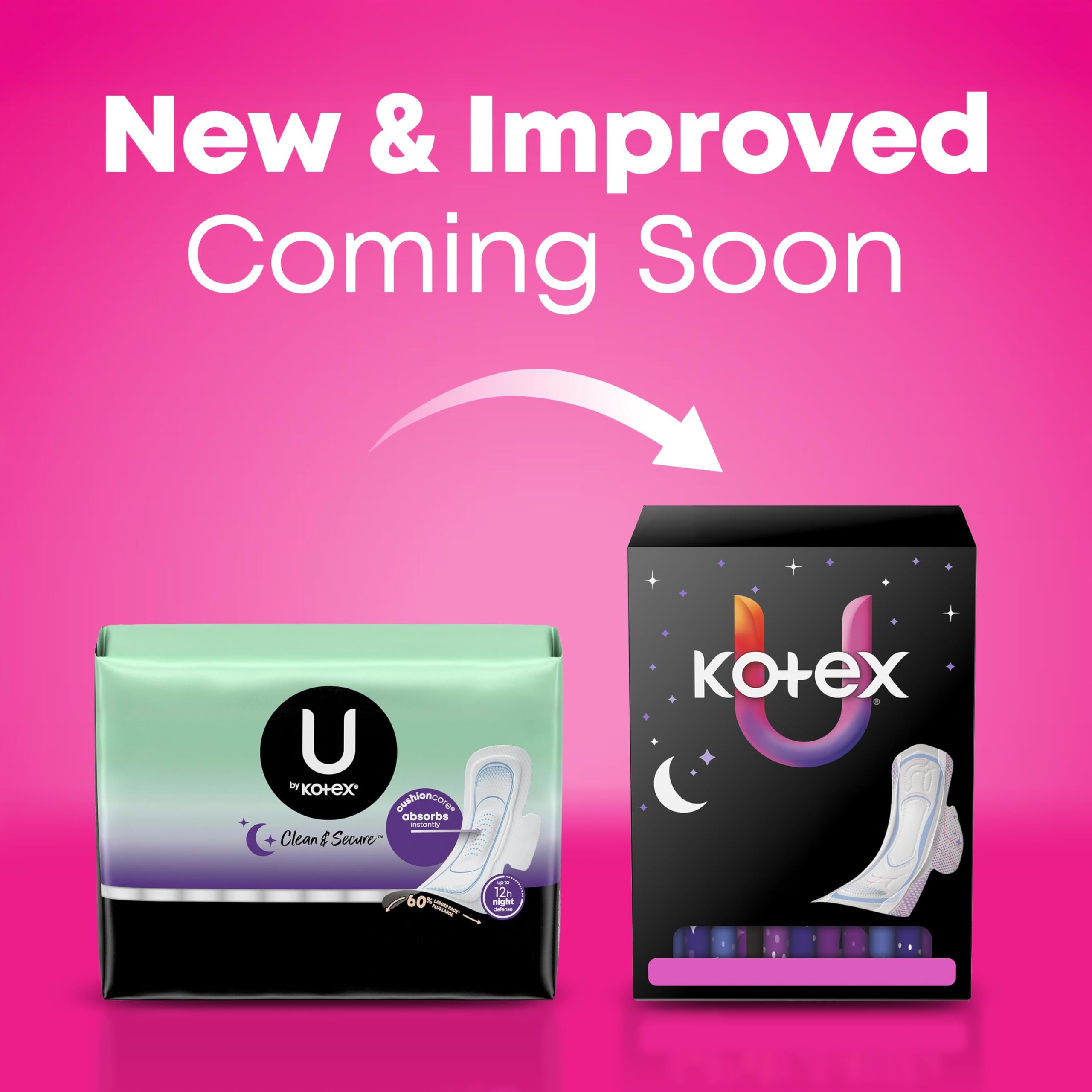 U Kotex absorption nocturne jusqu'à 12 heures pour repos serein.