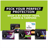 U par Kotex emballages individuels dans quatre designs colorés.