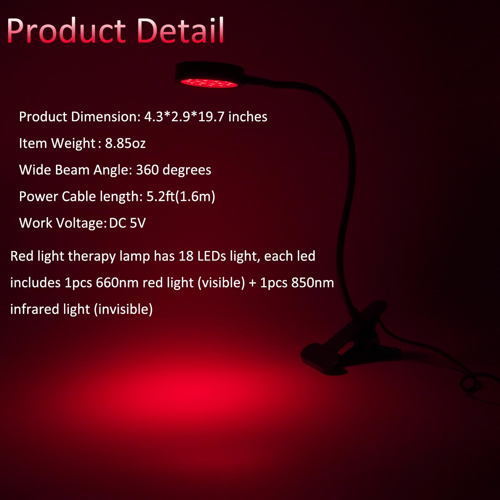 U4GLORY visuel: lampe corps rouge 660 nm et infrarouge 850 nm pour détente musculaire.