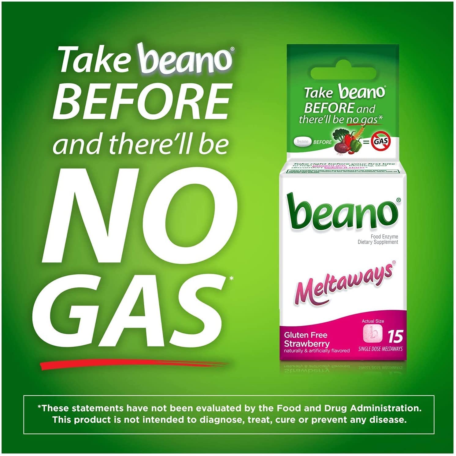 Beano Meltaways avec résorption facile en bouche lors des repas