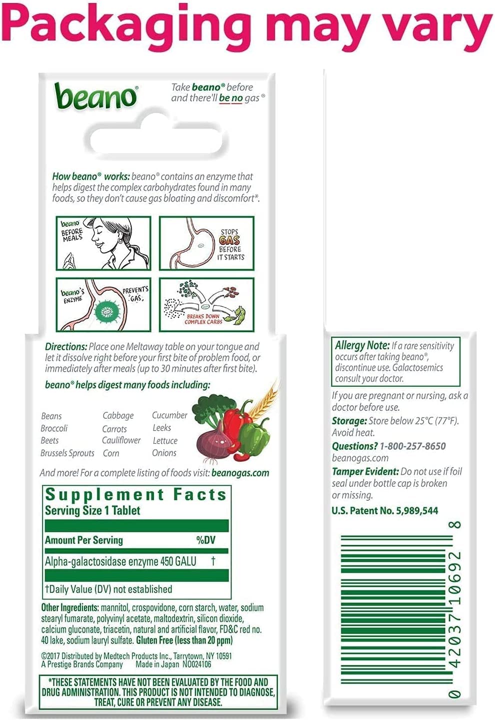 Beano Meltaways saveur fraise agréable et facile à avaler