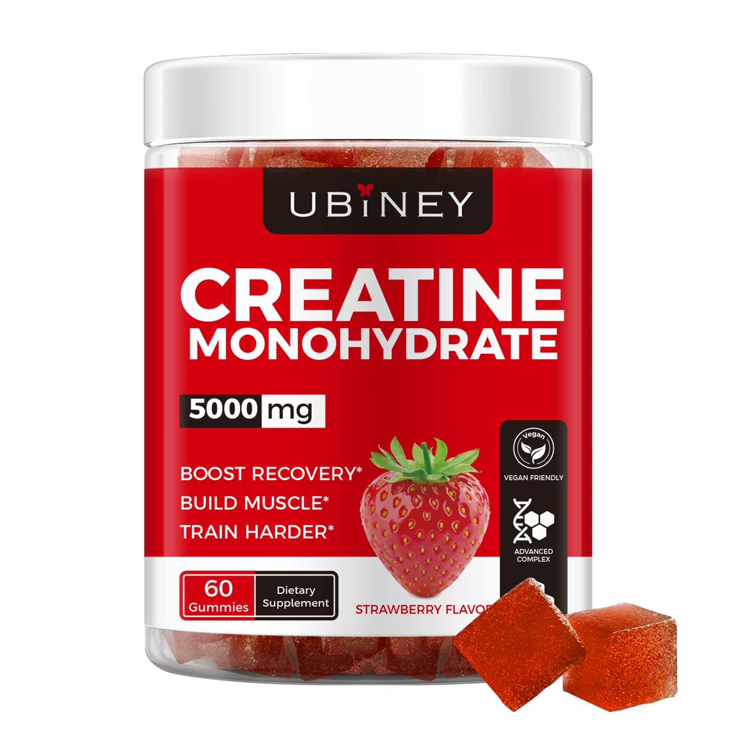 Gommes Ubiney Creatine en bouteille, pratique pour l’entraînement quotidien