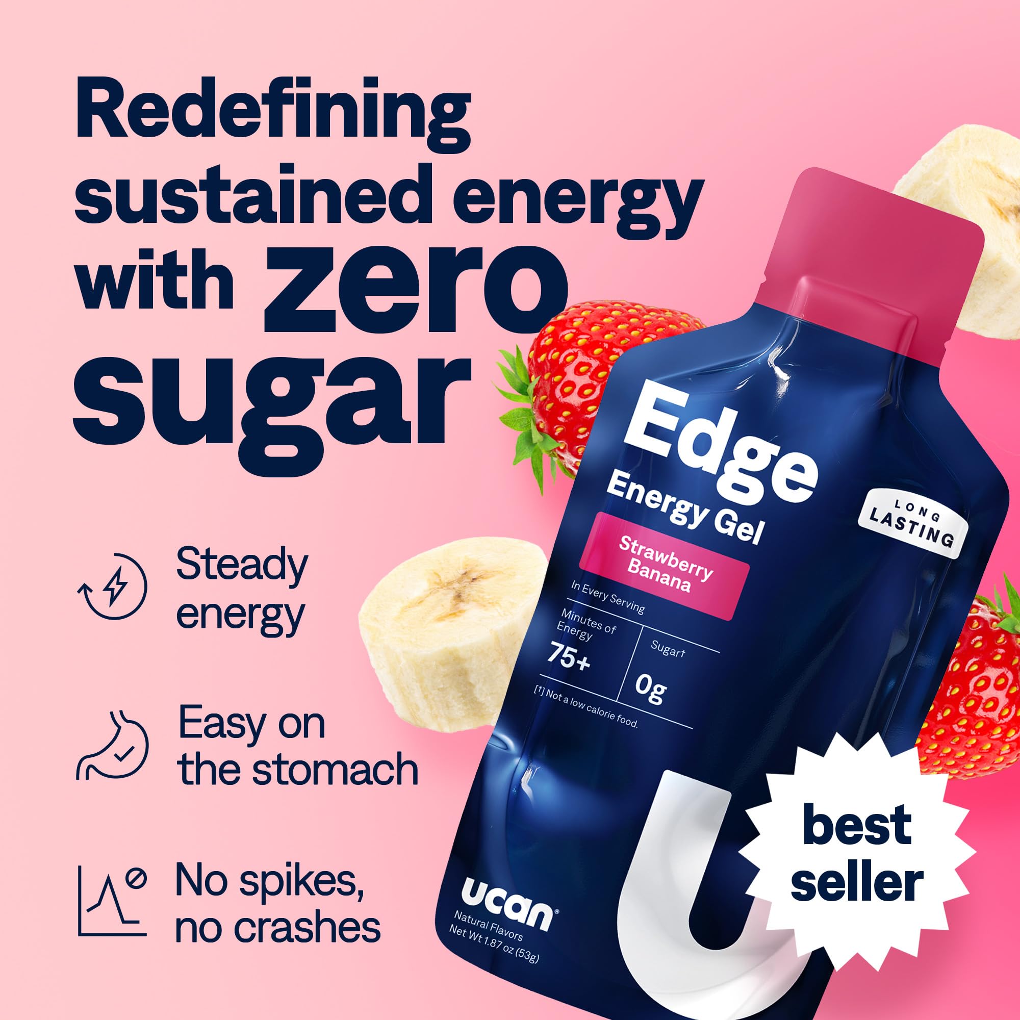 UCAN Edge Gel Shots Fraise-Banane: sachet individuel pour entraînement rapide