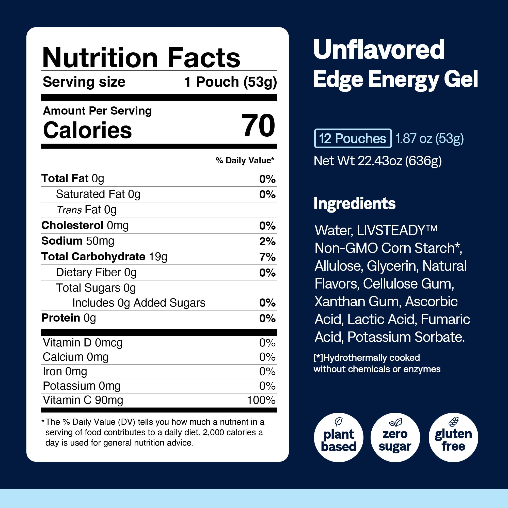 UCAN Edge étiquette végan, produit conforme à un mode de vie végan.