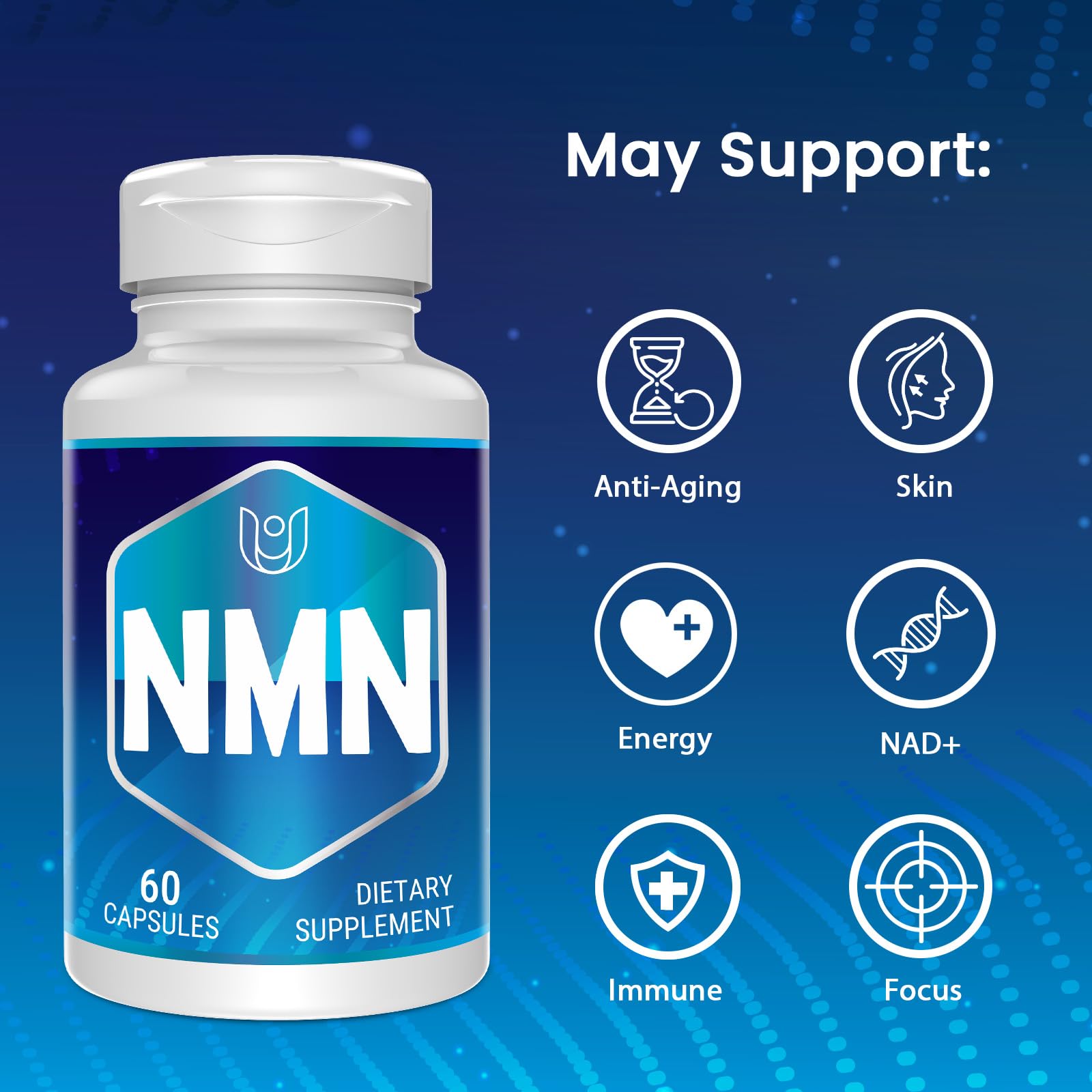 Capsules Ucessuyy NMN faciles à avaler, intégration simple dans la routine.