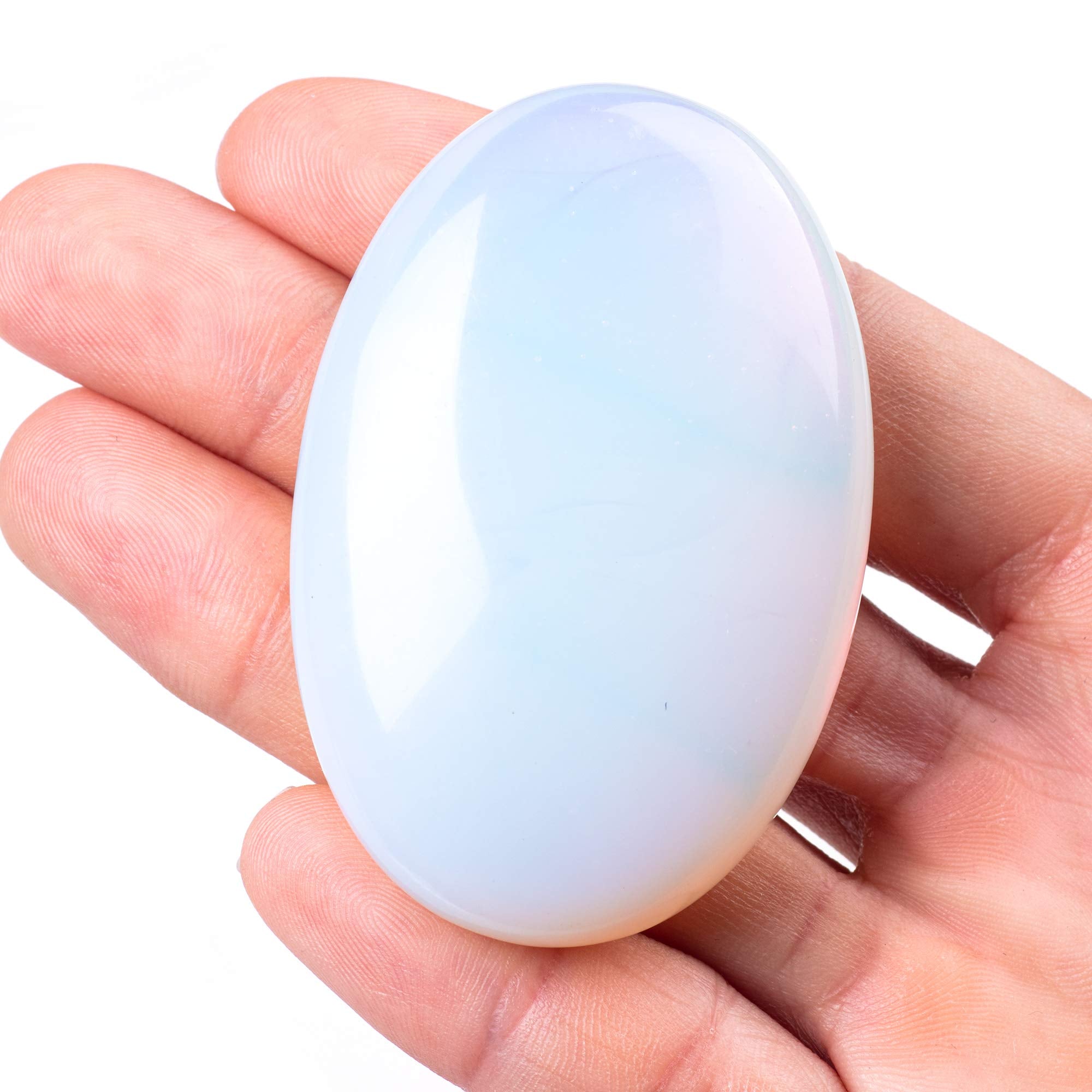 UFEEL Opalite: pierre palmaire ovale vue avant, idéale pour méditation et détente.