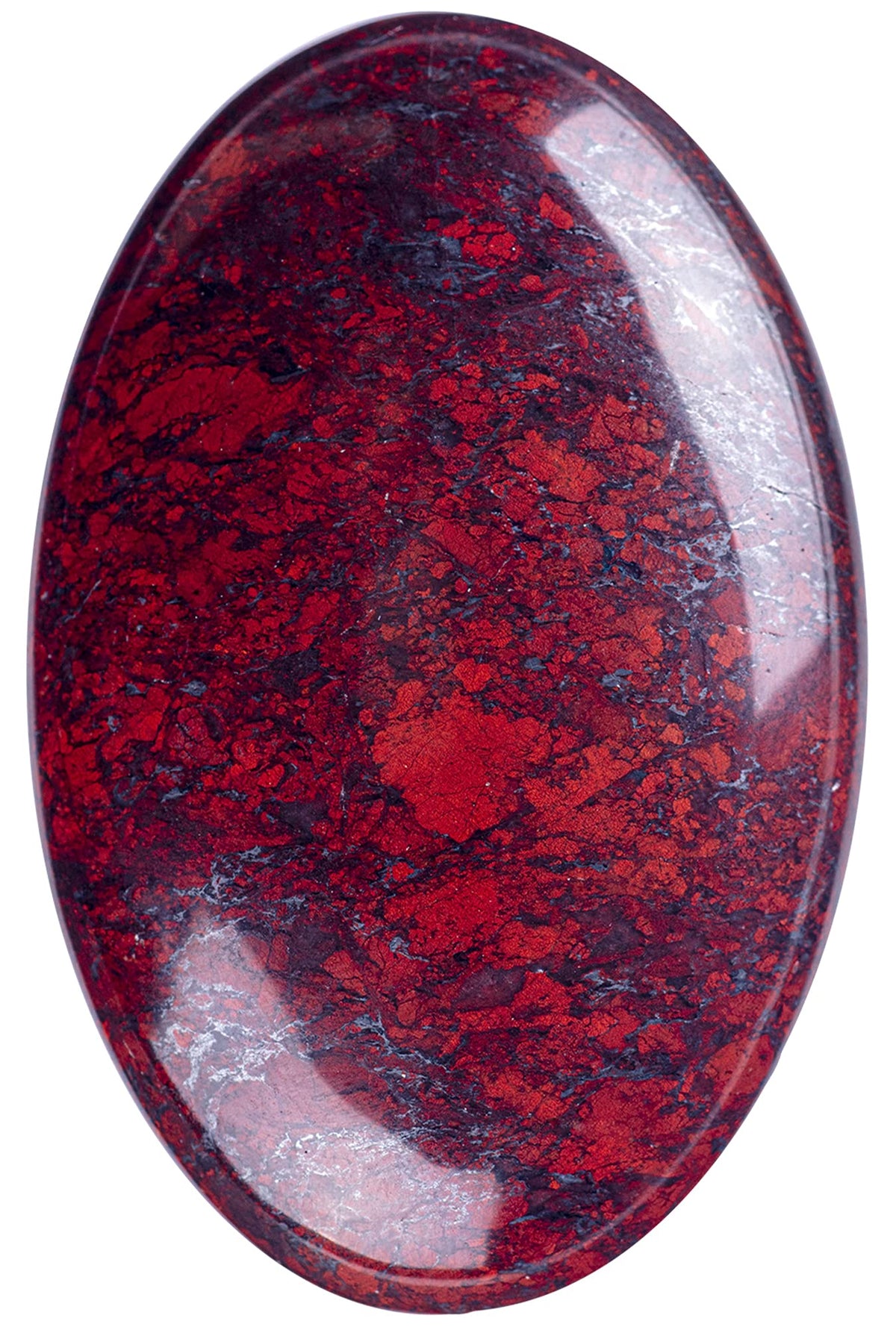 ufeel pierre-paume jaspe-fleur-rouge polie ovale, idéale pour méditation et centrage