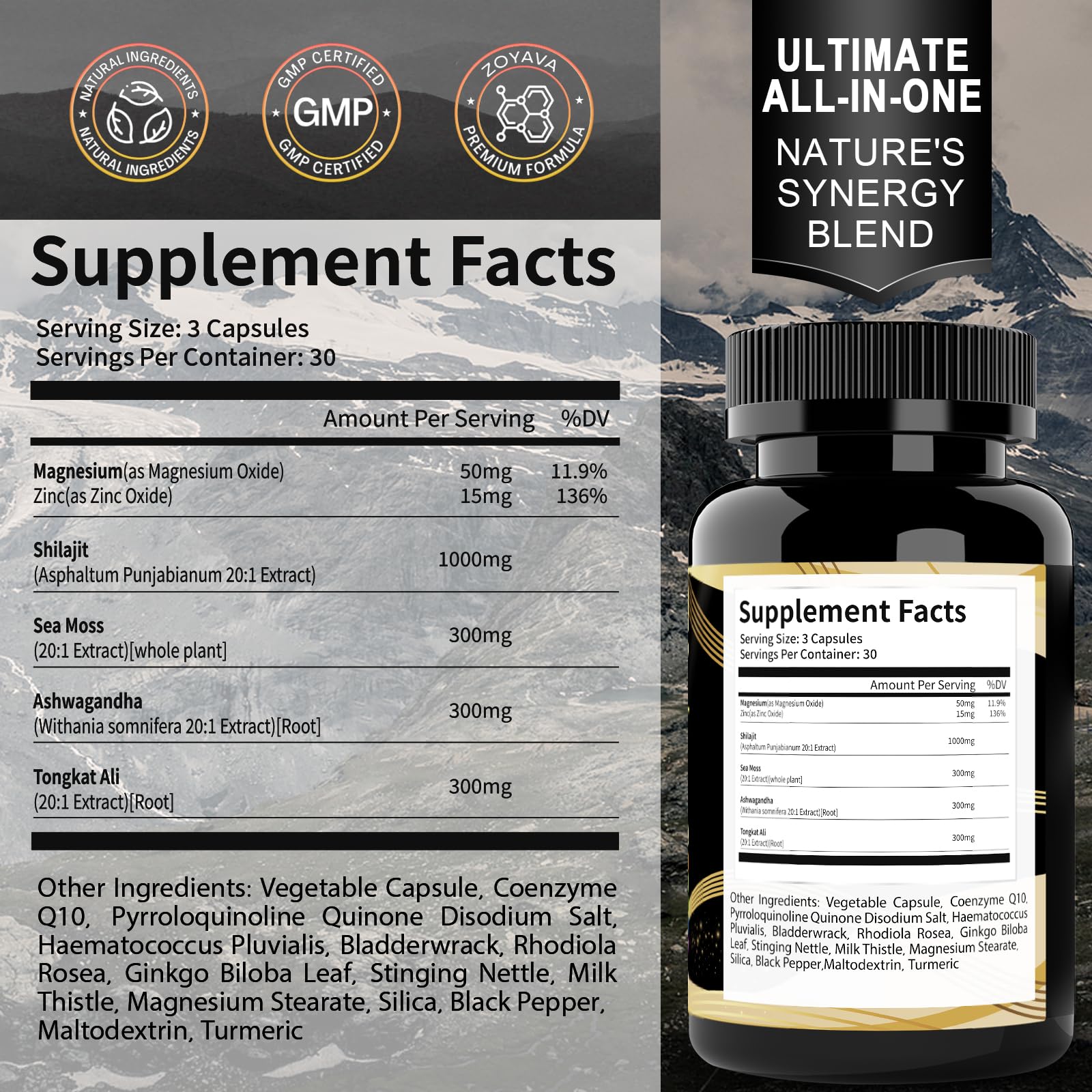 Gélules Uheco Shilajit pur Himalayen faciles à ingérer lors de vos moments actifs.