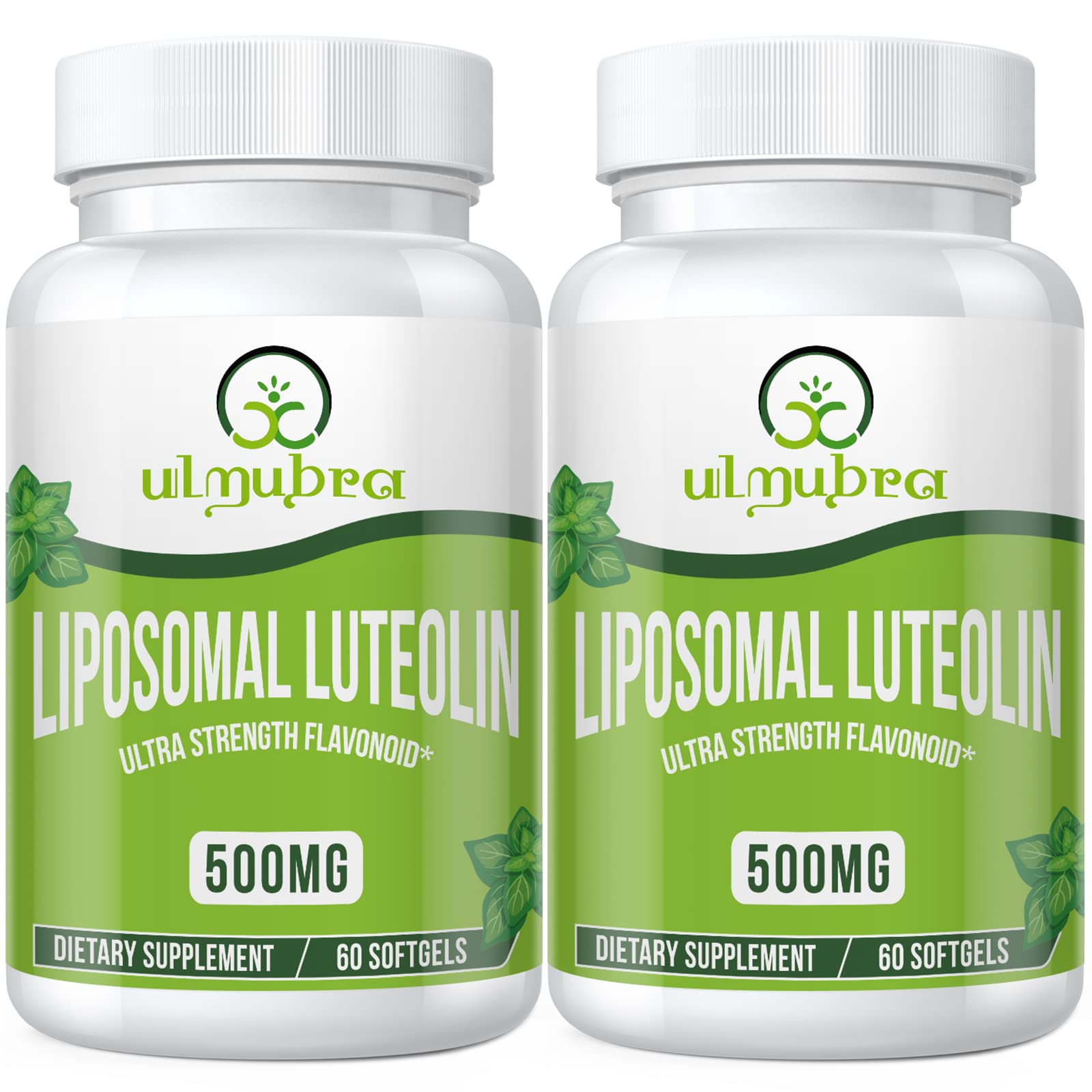 Ulmubra Liposomal Luteolin — bouteille 500 mg pour une absorption potentiellement optimisée.