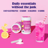 Ultima Replenisher – doseur inclus, poudre électrolyte, citronnade rose, pratique.