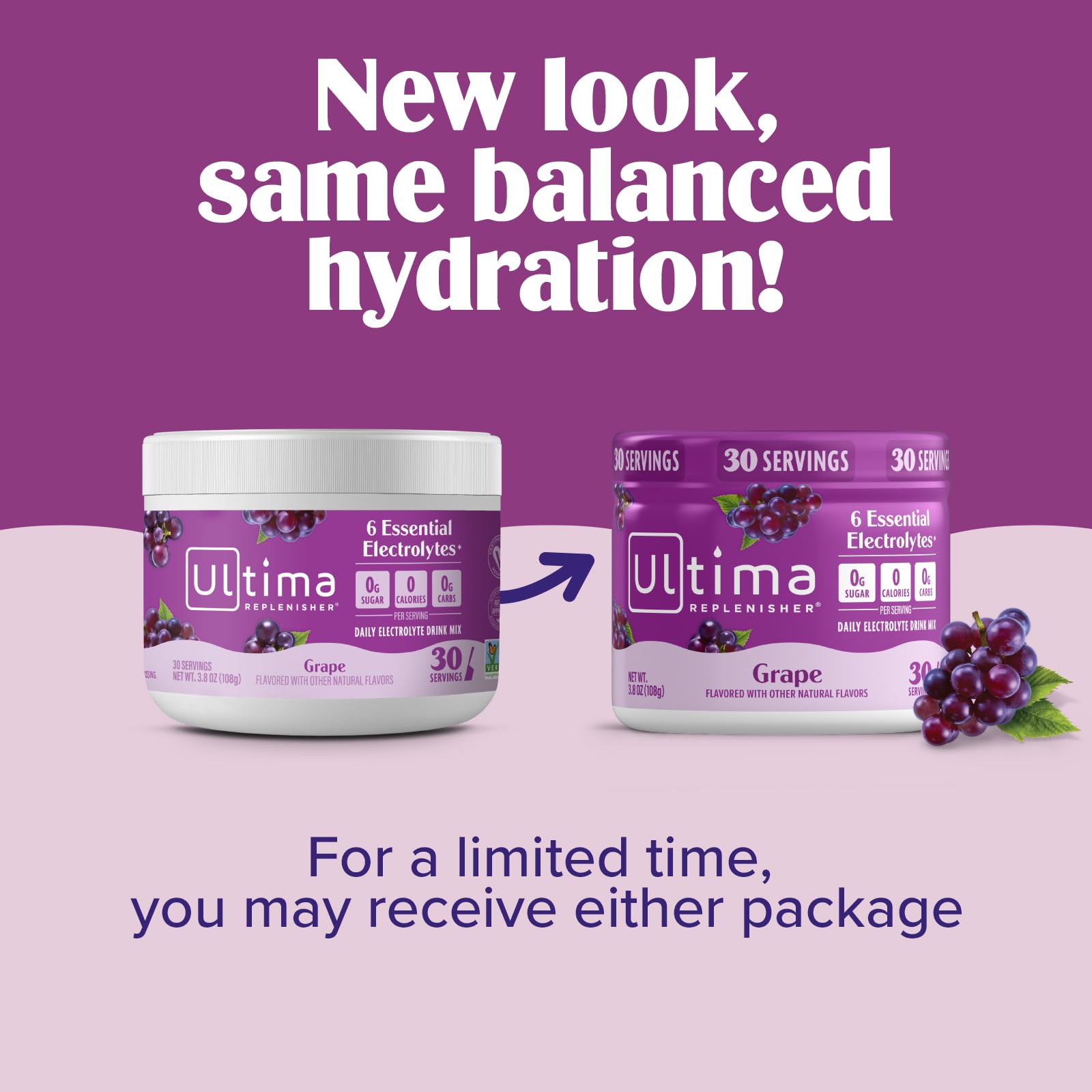 Ingrédients clefs d'Ultima Replenisher avec électrolytes essentiels.