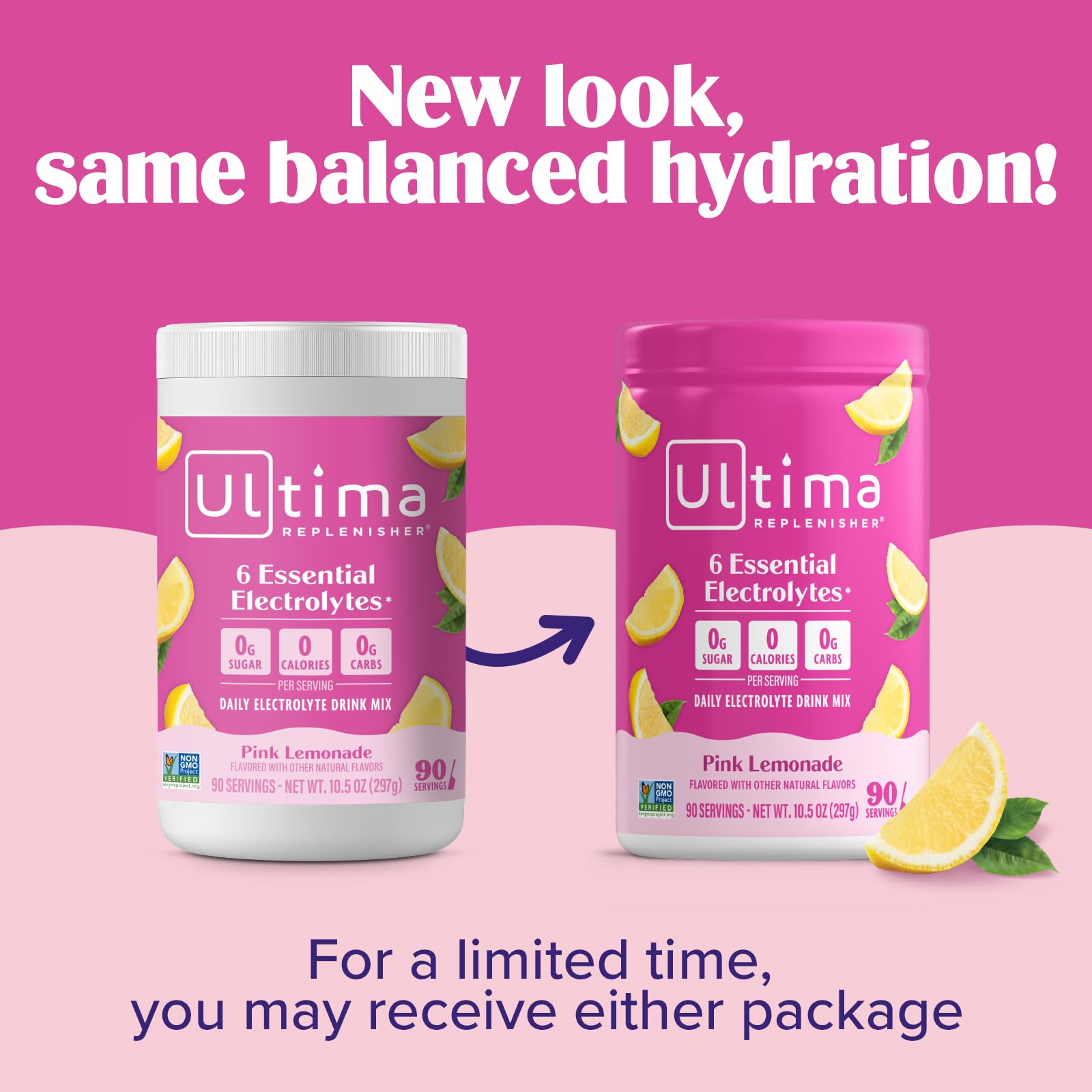 Ultima Replenisher – mélange eau citronnade rose, fraîcheur naturelle.