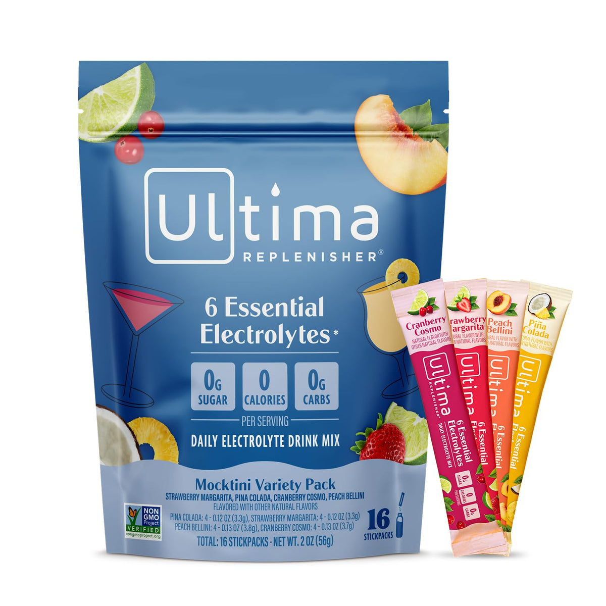 Ultima Replenisher Mocktini Fraise Margarita – bouteille affichant une boisson sans sucre et fruitée