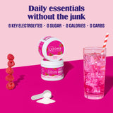 Poudre Ultima Replenisher Framboise dans un shaker, sans sucre.