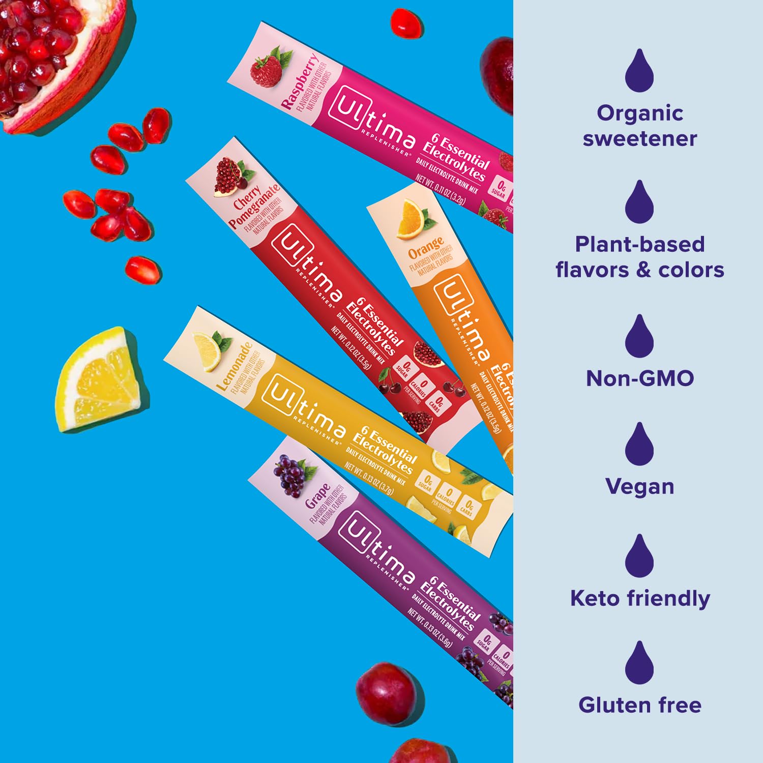 Sachet framboise Ultima Replenisher: réhydrater après l’effort avec arômes naturels.