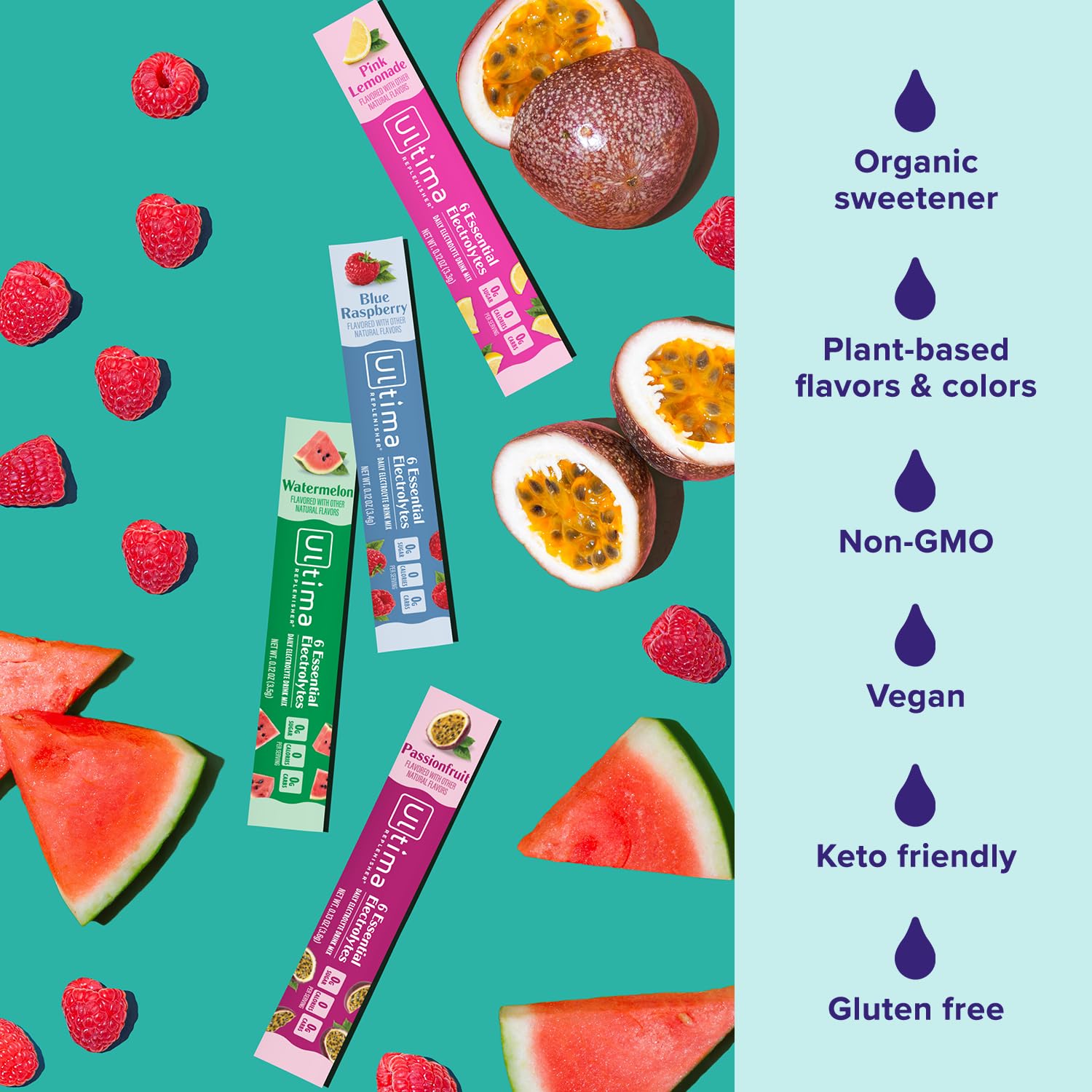 Ultima Replenisher sachets électrolytes fruit de la passion – saveur tropicale sans sucre