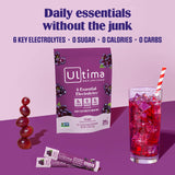 Sachets Ultima Replenisher hydratation raisin, 20 portions à emporter.
