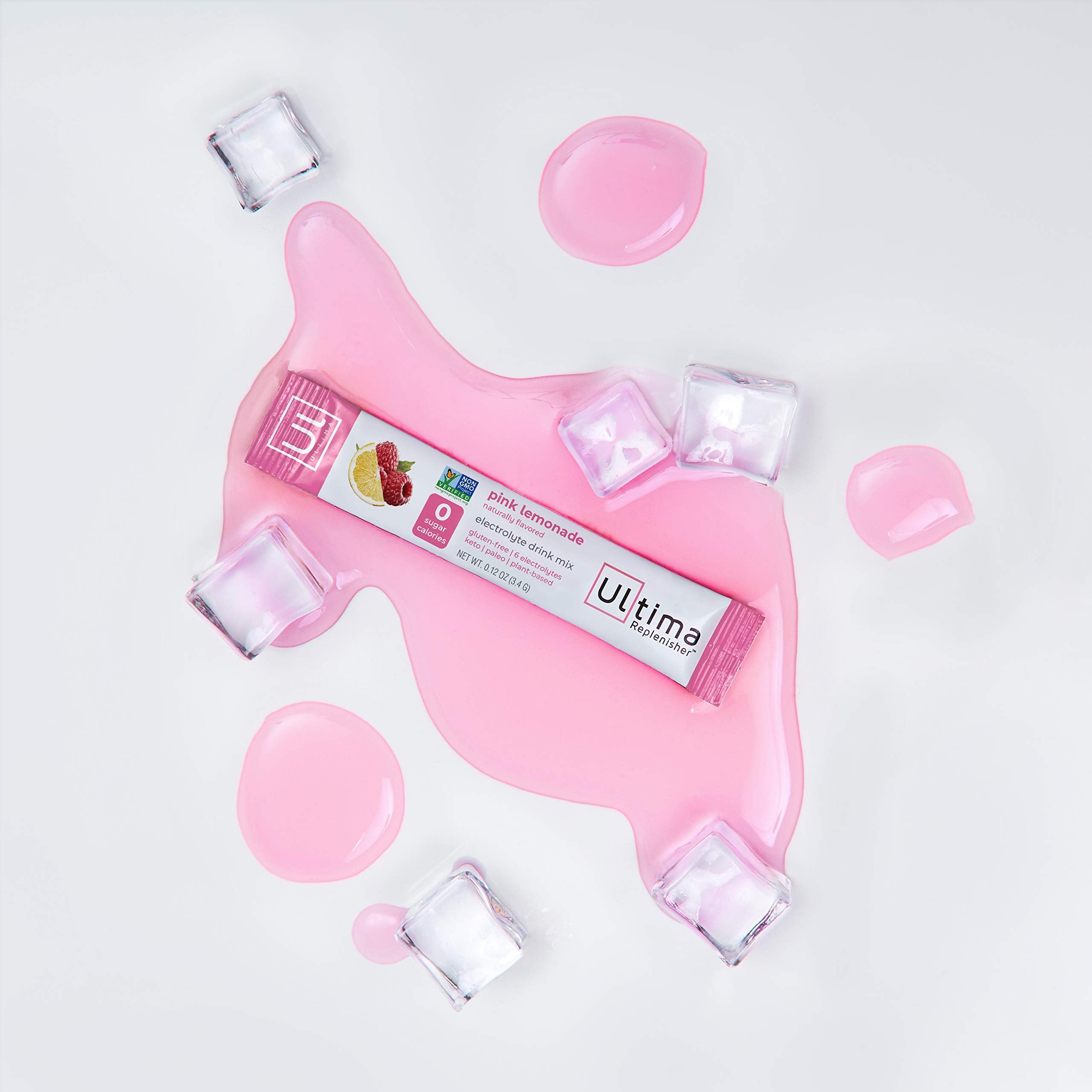 Ultima Replenisher saveur limonade rose; plaisir fruité sans calories.