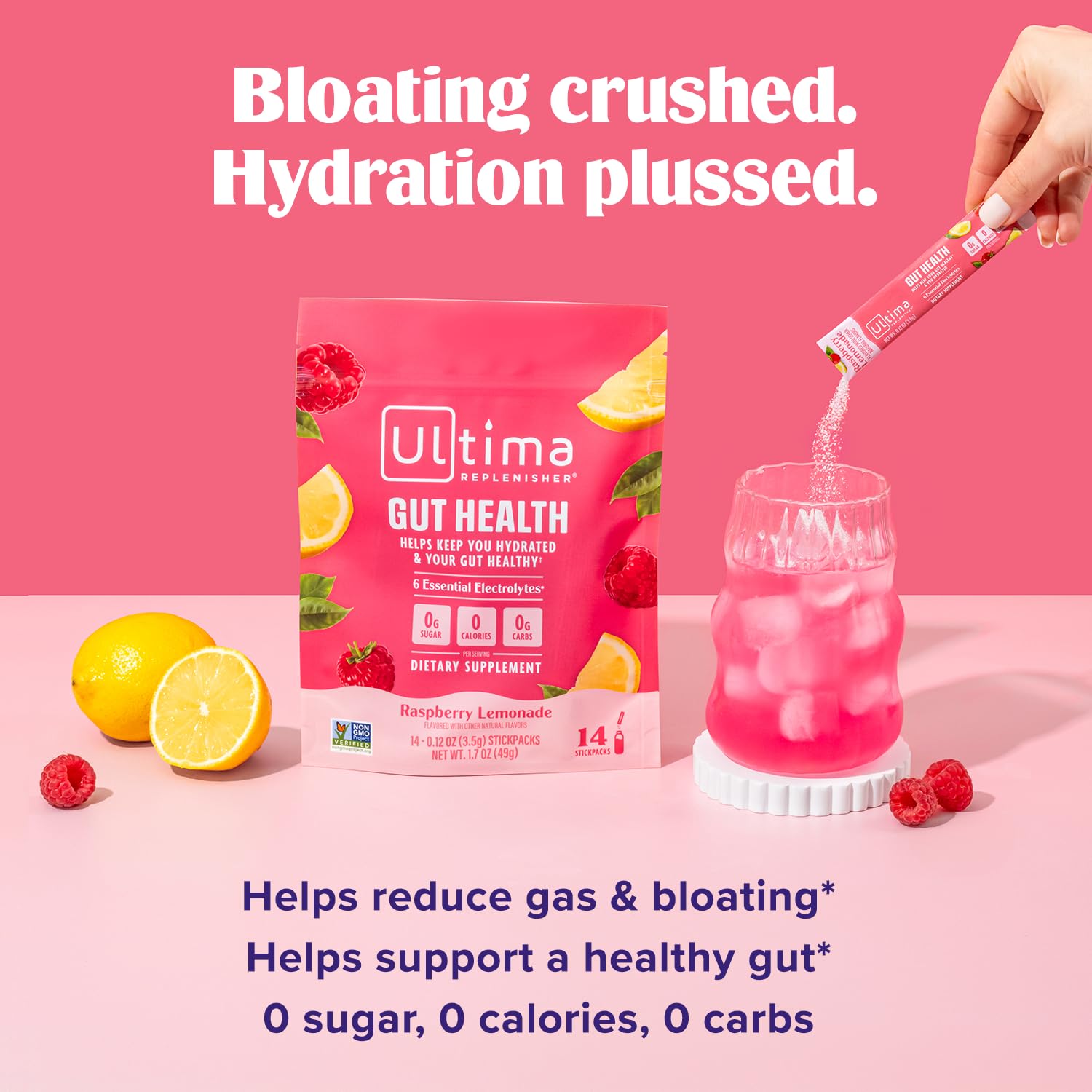 Verre d'eau aromatisée Raspberry Lemonade par Ultima Replenisher