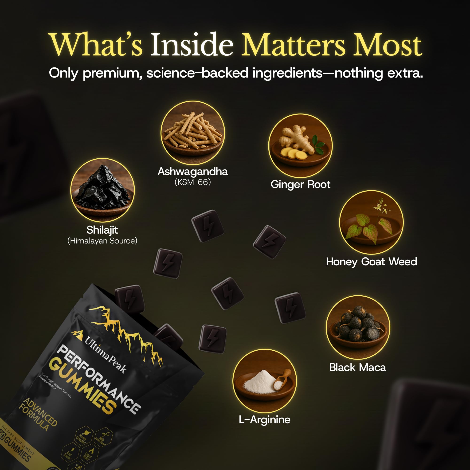 Bocal UltimaPeak Shilajit Ashwagandha pour rangement pratique et dose quotidienne