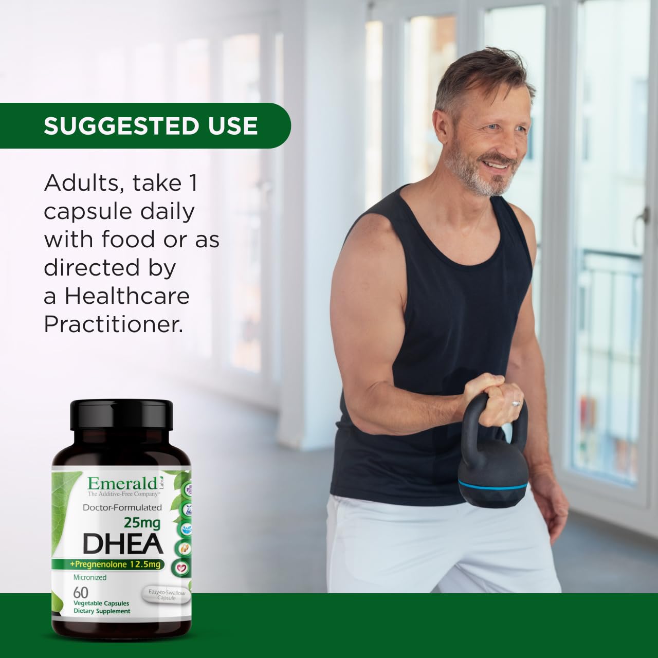 Ultra Botanicals Emerald Labs DHEA 25 mg – emballage sans additifs