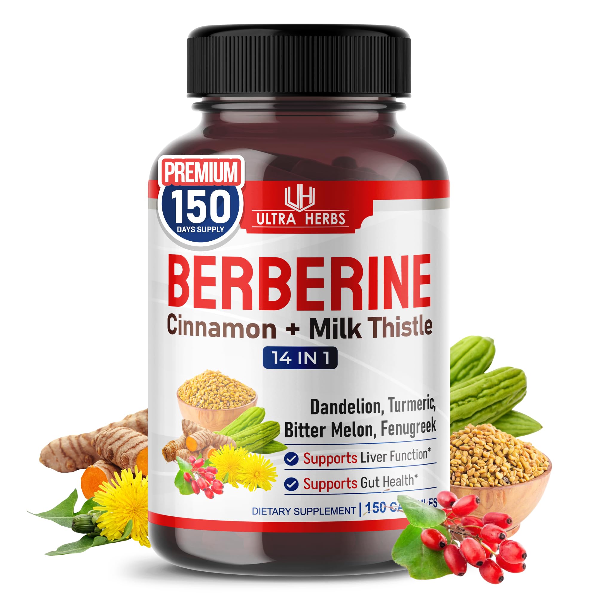 Ultra Herbs Berberine gélules dans une bouteille, usage quotidien pratique.