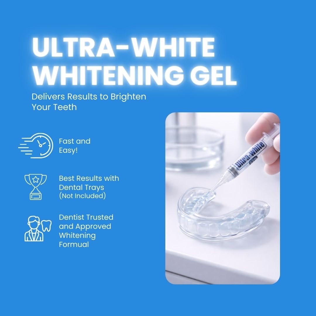 Ultra White - ensemble de seringues montrant le gel prêt à l’emploi pour usage à domicile.