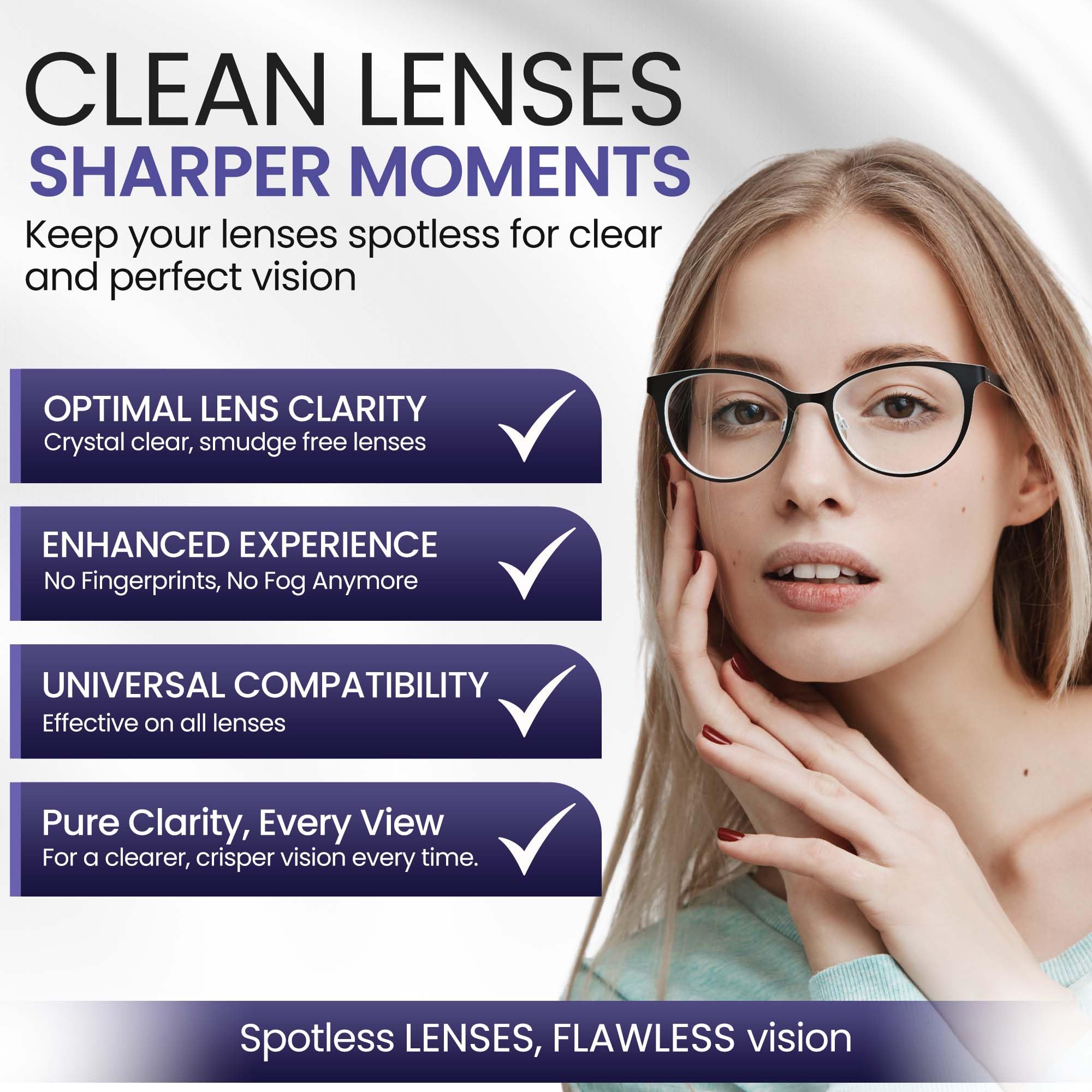 Lunettes AR coated nettoyées par ULTRAVUE, résultat net et sans traces