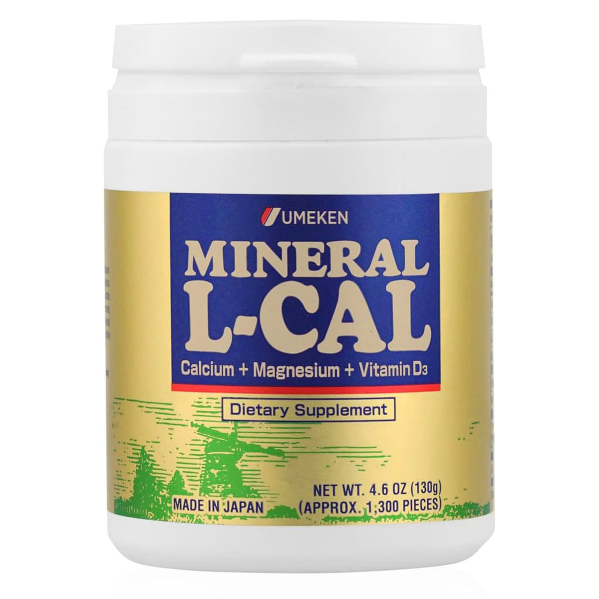 Umeken Mineral L-Cal Calcium D3 : emballage bouteille pratique pour l'usage quotidien.