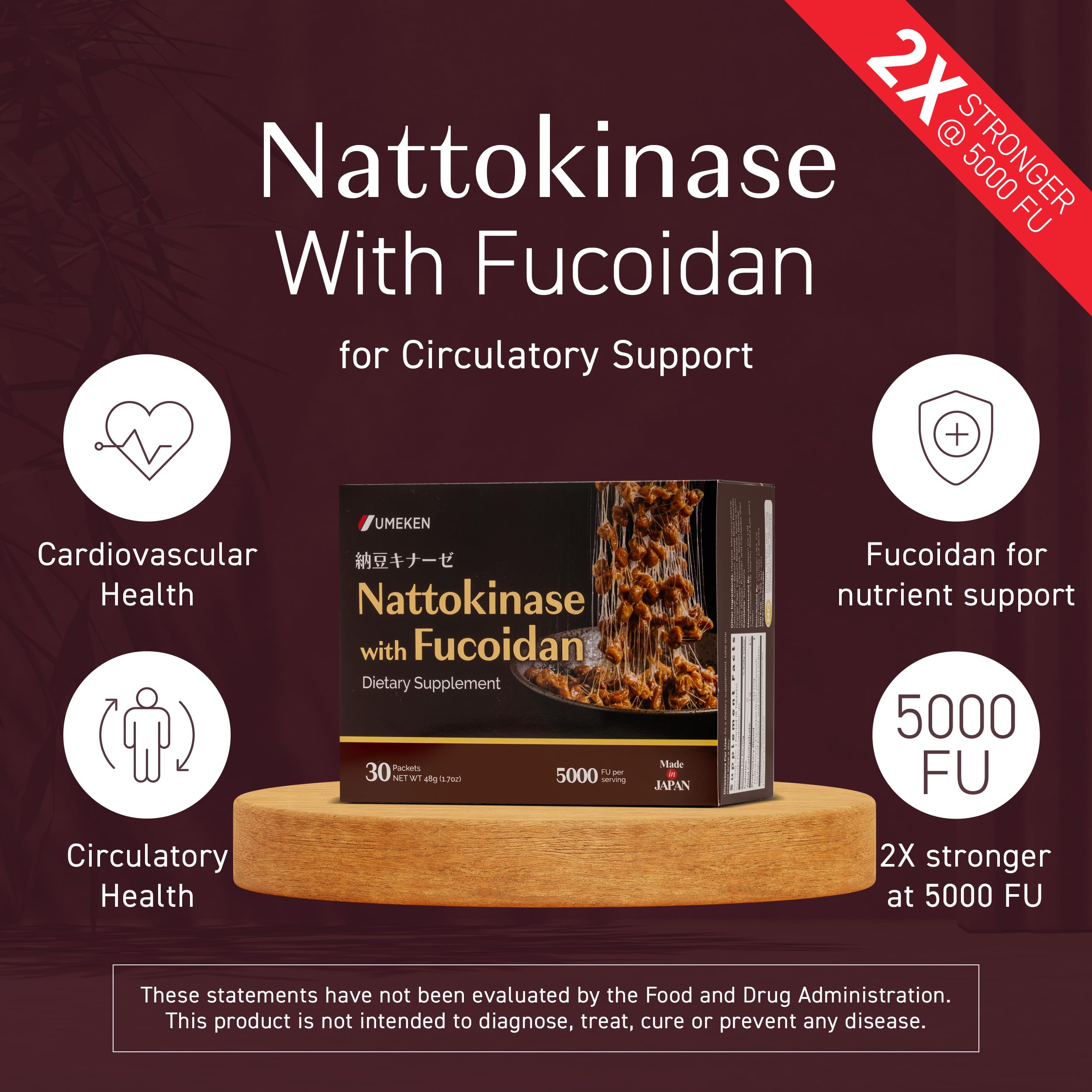 Umeken Nattokinase Plus Fucoidan – sachet individuel à emporter facilement