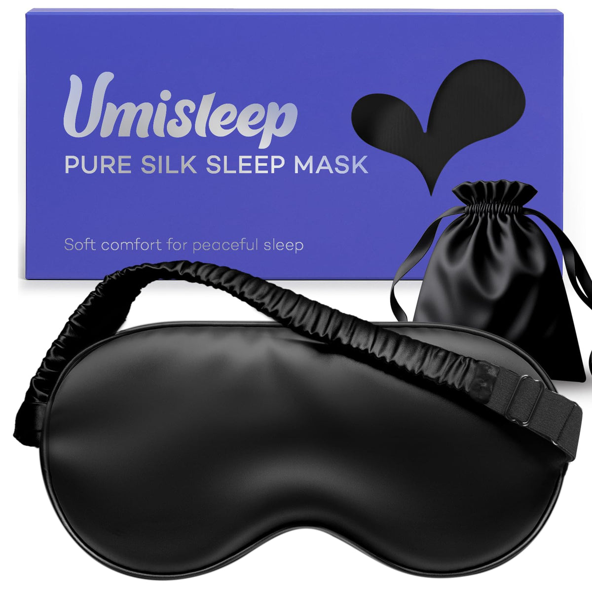 Masque Umisleep en soie Mulberry pure pour un sommeil plus profond.