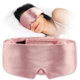 Umisleep masque satin rose sur le visage, douceur pour la peau.