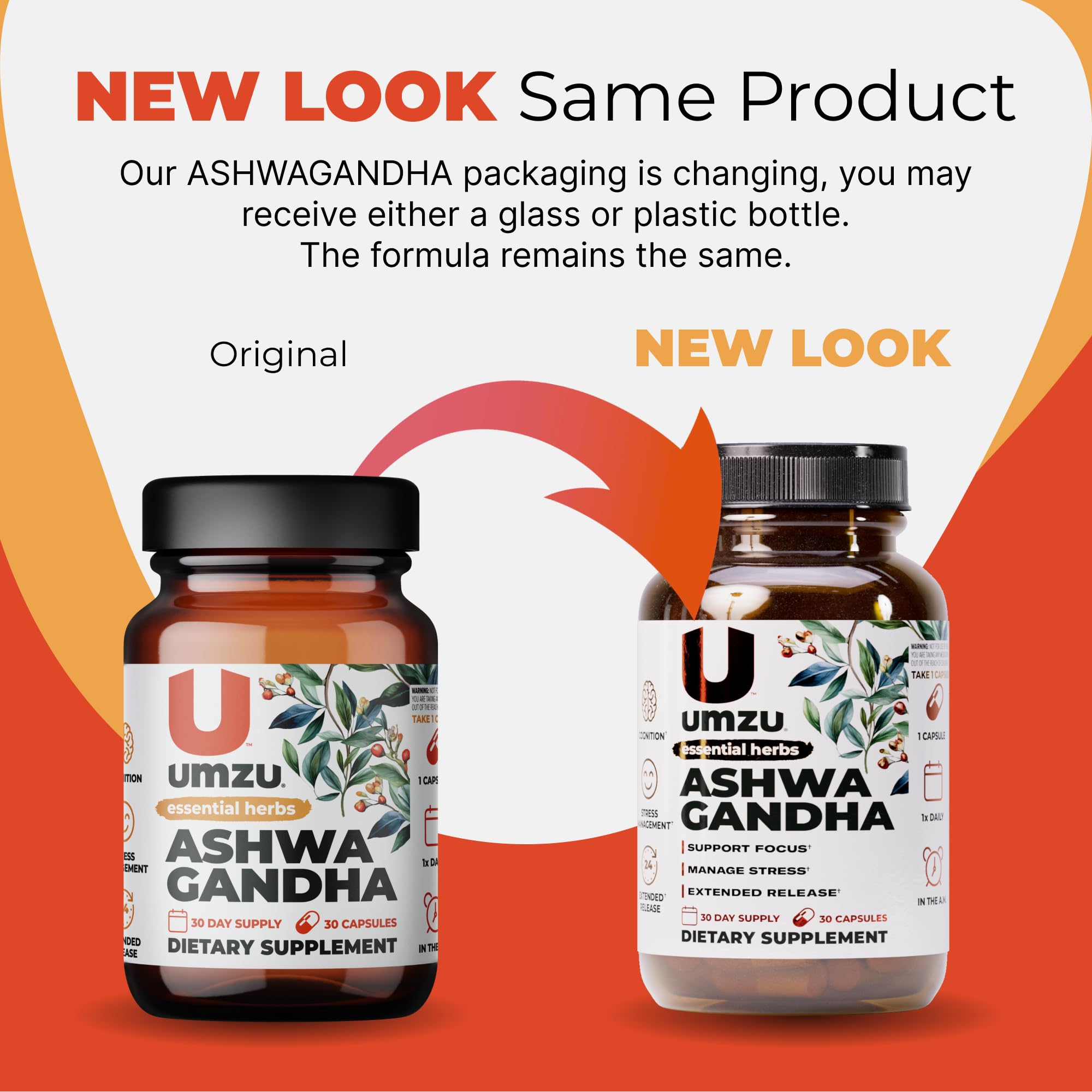 UMZU Ashwagandha – planche avec gélules quotidiennes et bien-être général.