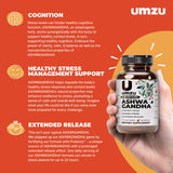 UMZU Ashwagandha – gélules en gros plan, soutien potentiel à la concentration.