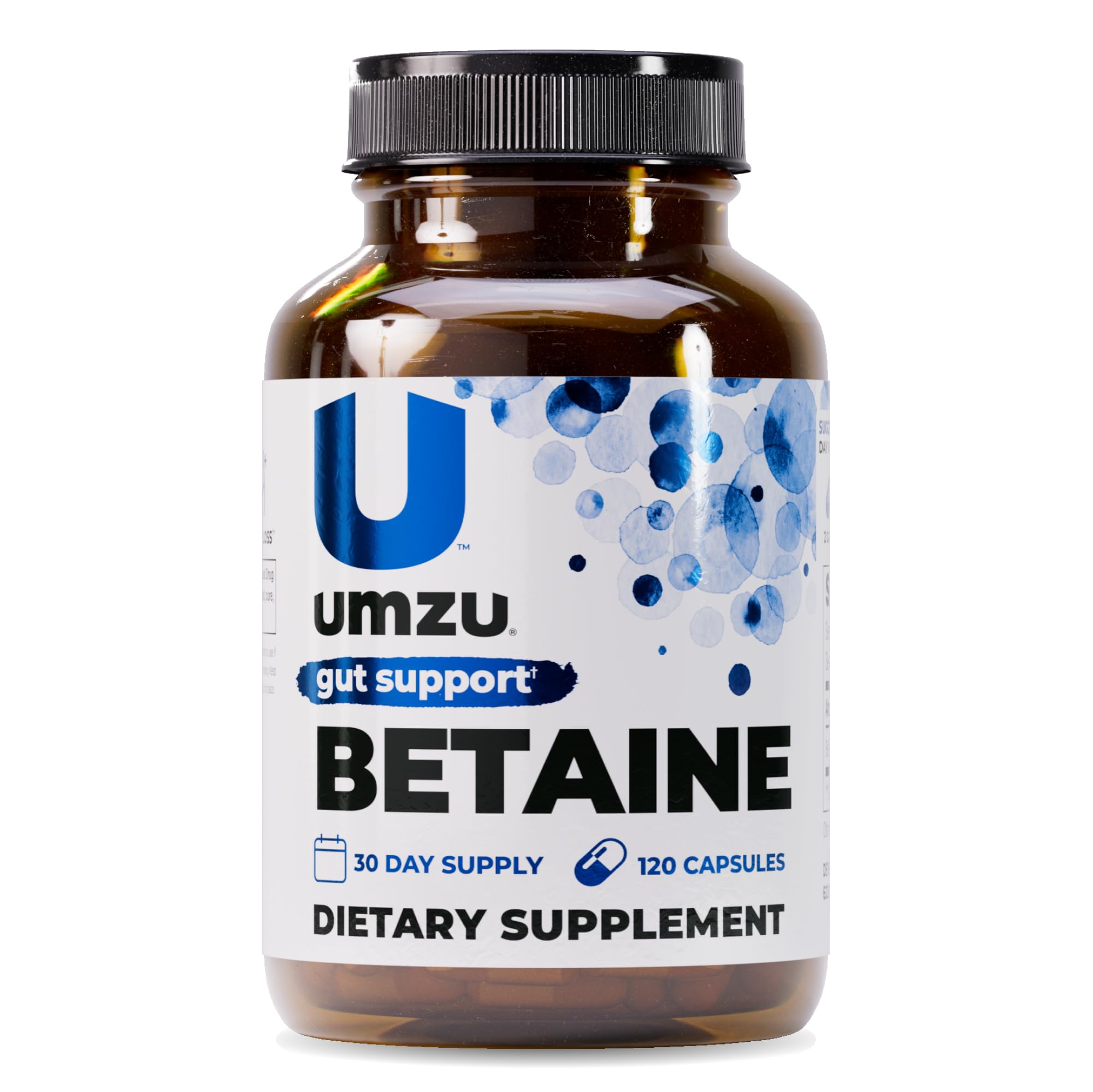 UMZU Betaine HCl capsules pour soutenir la digestion et l'absorption des nutriments.