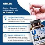 UMZU Betaine HCl formule propre, sans OGM ni gluten.