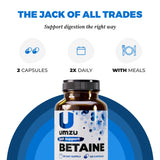 UMZU Betaine HCl contribue à la santé circulatoire et au métabolisme de l'homocystéine.