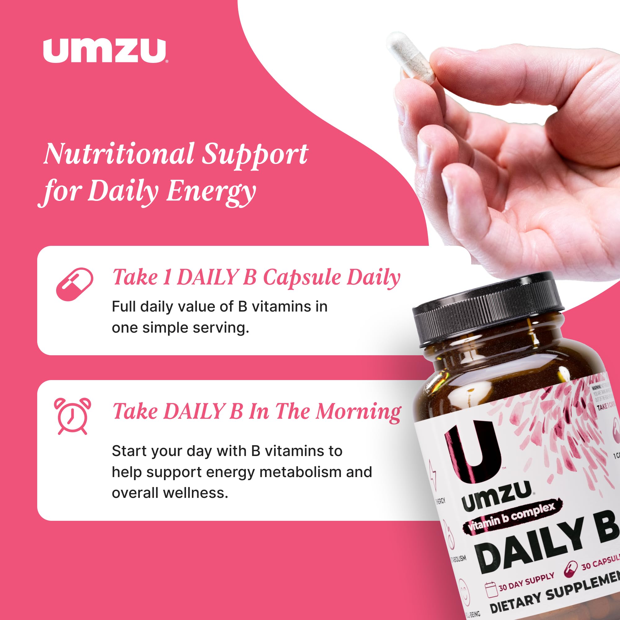 UMZU Daily B – Bouteille sur bureau, concentration et clarté mentale.
