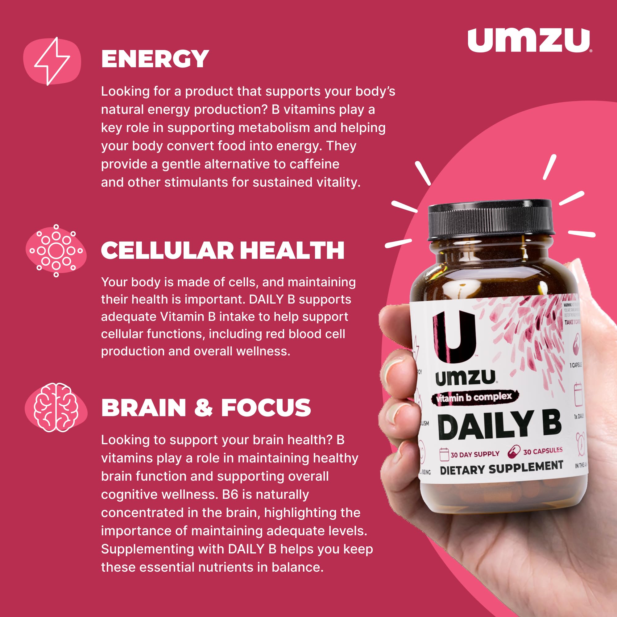 UMZU Daily B – Gélules, vitamine B complète pour métabolisme et énergie.